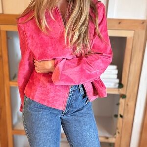 Vibrant Pink Suede Jacket - Large
